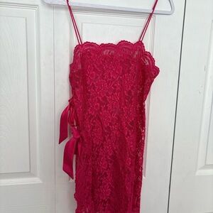Hot pink Lace Slip Dress